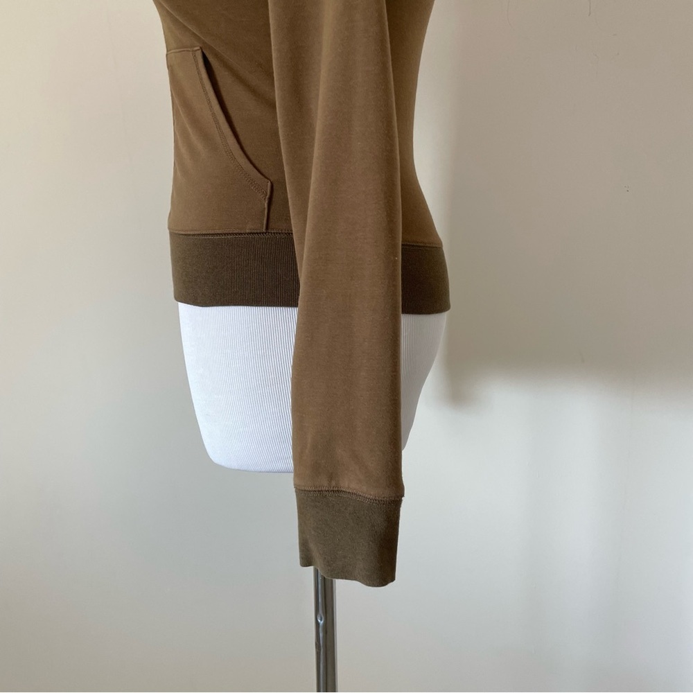 RARE - SKIMS- FULL ZIP ARMY BROWN STRETCH HOODIE- SIZE XS - Picture 5 of 10